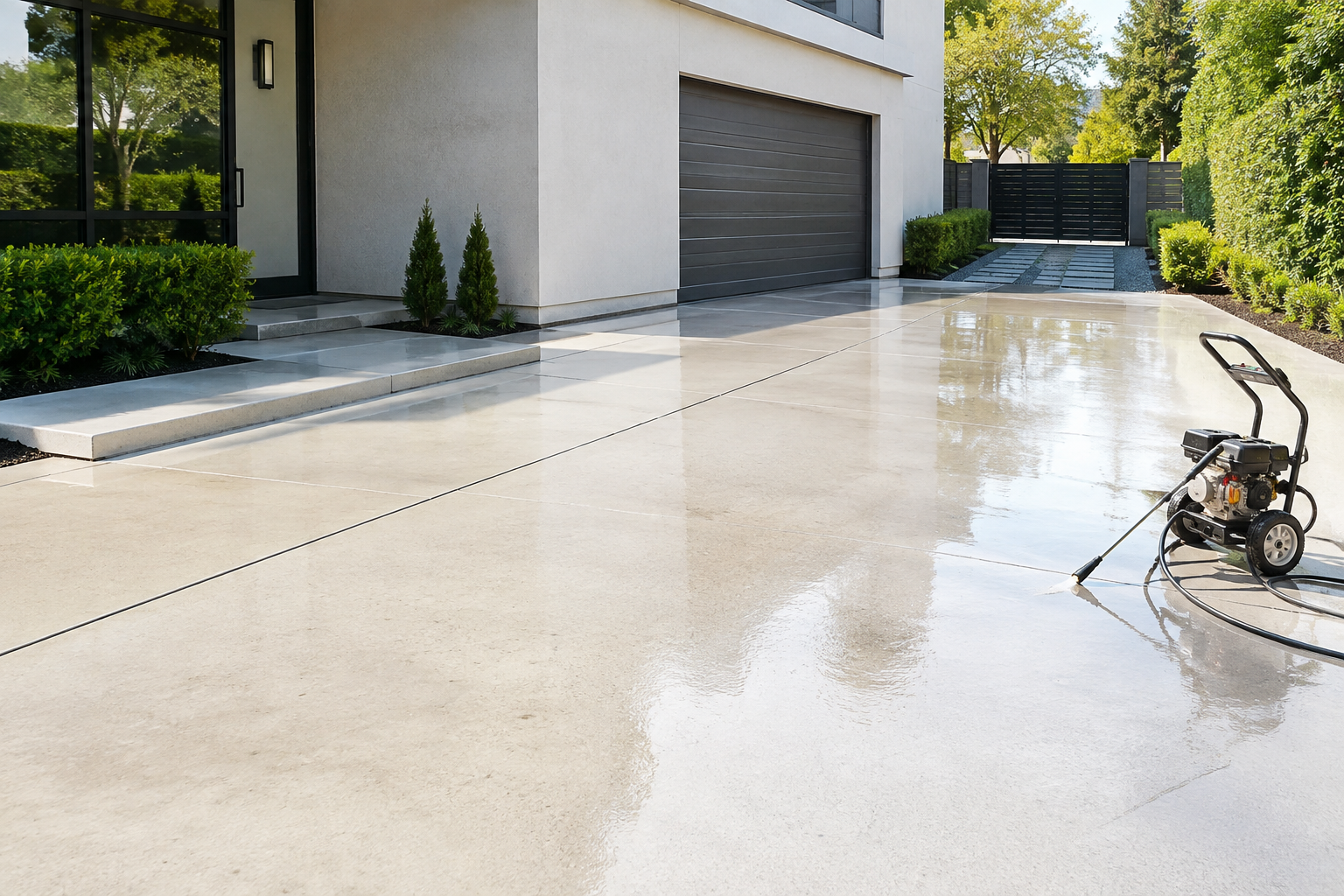 Driveway after pressure cleaning